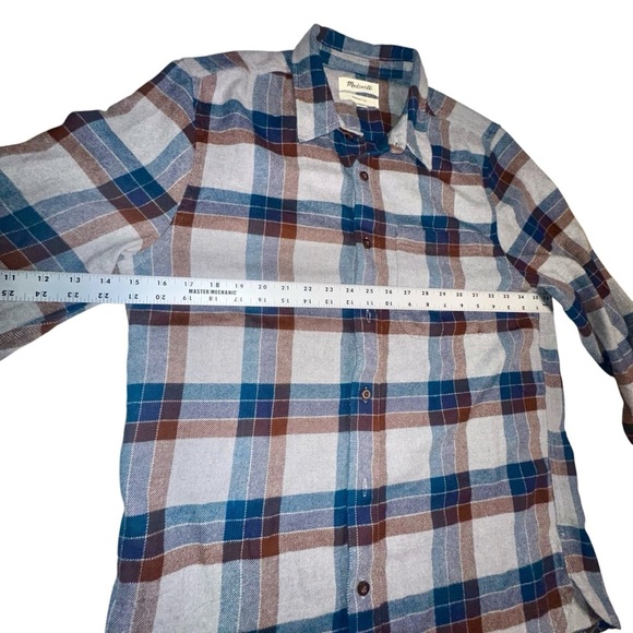 Madewell Perfect Fit Mens Steel Check Sunday Flannel Button up Shirt Size M - Picture 6 of 6